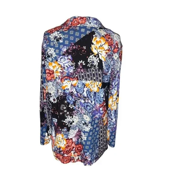 Jaase Women's Multicolor Floral Jacket Size M 3/4 Sleeve - Picture 2 of 4